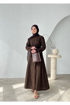 لباس قهوه ای کتان MODA AKSA - کد 903880028