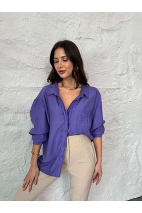 پیراهن بنفش زنانه رگولار Elif Özbey Butik - کد 736282916