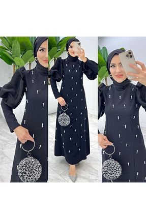 لباس مشکی زنانه بافتنی İSM BUTİK - کد 903882565