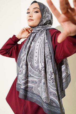 شال طوسی زنانه پنبه ای Helyabutik - کد 903879671