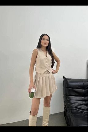ست بالاتنه و پائین تنه بژ زنانه بافت BNK Shop - کد 903913985