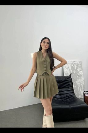 ست بالاتنه و پائین تنه خاکی زنانه بافت BNK Shop - کد 903914093