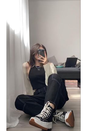 کفش اسنیکر مشکی زنانه بند دار Kirastore - کد 903910201