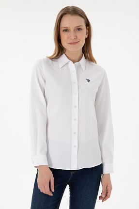 پیراهن سفید زنانه یقه پیراهنی U.S. Polo Assn. - کد 242436964