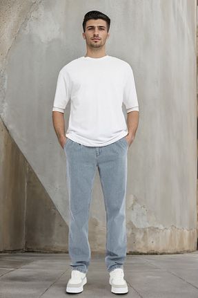 شلوار جین طوسی مردانه پاچه پهن CEDY DENIM - کد 823862359
