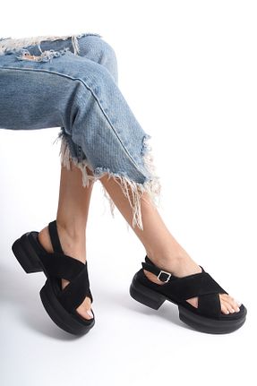 صندل مشکی زنانه پاشنه تخت NOSEY SHOES - کد 903989186