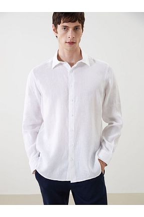 پیراهن سفید مردانه یقه پیراهنی LC Waikiki - کد 904780245
