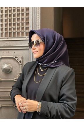 روسری بژ کرپ ساتن ابریشم Aker - کد 904009926
