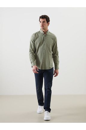 پیراهن سبز مردانه یقه پیراهنی LC Waikiki - کد 904780904