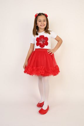 ست بالاتنه و پائین تنه قرمز بچه گانه بافتنی Dıgıl Kids - کد 905107262
