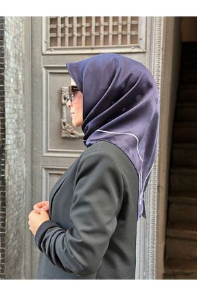 روسری بژ کرپ ساتن ابریشم Aker - کد 904009926