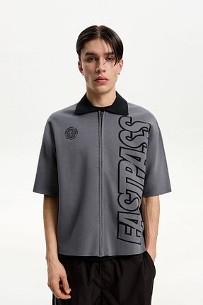 پیراهن طوسی مردانه اسلیم Bershka - کد 904009607