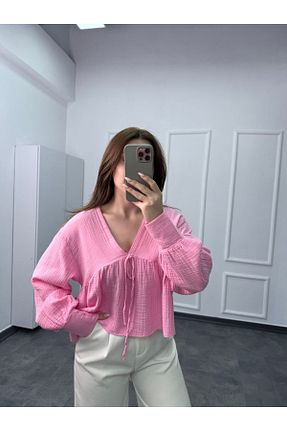 بلوز صورتی زنانه ساده songül özdeş - کد 904038164