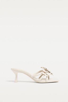 صندل بژ زنانه پاشنه نازک Stradivarius - کد 919767561