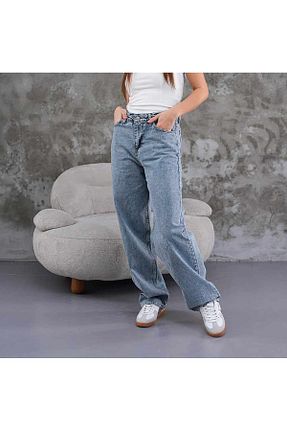 شلوار جین آبی زنانه پاچه پهن ZİZO MODA - کد 904040098