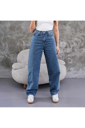 شلوار جین آبی زنانه پاچه پهن ZİZO MODA - کد 904040054