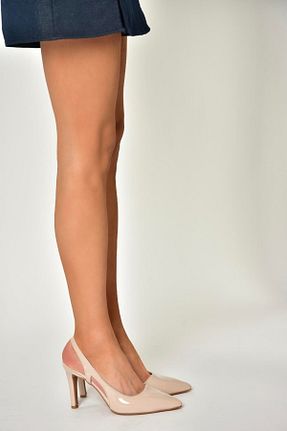 کفش پاشنه بلند کلاسیک بژ زنانه پارچه Fox Shoes - کد 904046510
