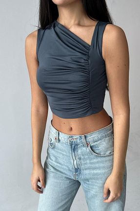 بلوز طوسی زنانه ساده World Fashion Trends - کد 904045529