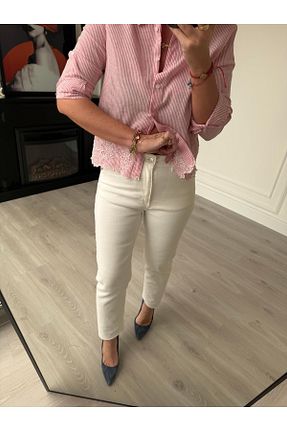 شلوار جین سفید زنانه جین begum mayda - کد 904062319