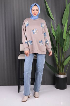 سوئیشرت حجاب قهوه ای زنانه مخلوط پلی استر İmajButik - کد 904070689