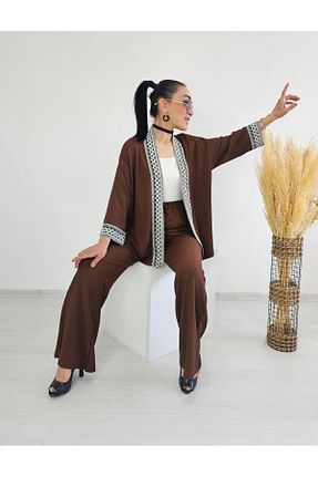 کیمونو و کافتان قهوه ای زنانه لیکرا Altı Üstü Butik - کد 863636811