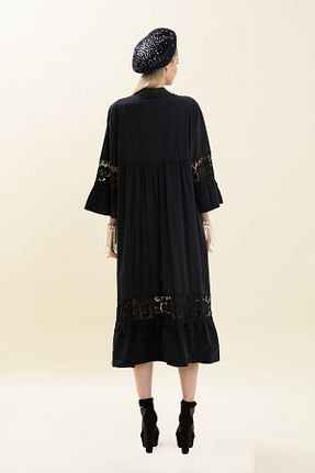 لباس مجلسی سایز بزرگ مشکی زنانه یقه هفت VERDA - کد 905253224