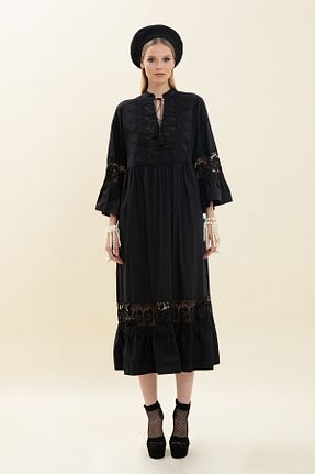لباس مجلسی سایز بزرگ مشکی زنانه یقه هفت VERDA - کد 905253224