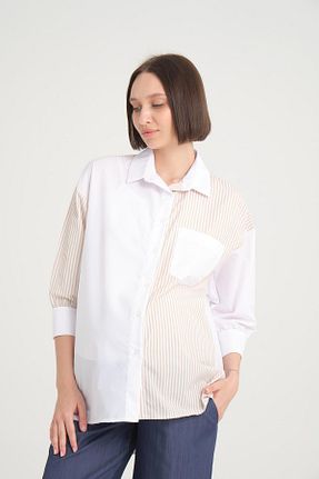 پیراهن بارداری بژ زنانه اورسایز Işşıl - کد 833855461