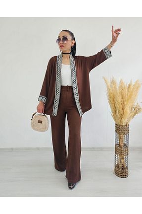 کیمونو و کافتان قهوه ای زنانه لیکرا Altı Üstü Butik - کد 863636811