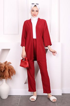 ست بالاتنه و پائین تنه حجاب زرشکی زنانه رگولار İmajButik - کد 904069234