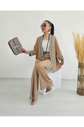 کیمونو و کافتان قهوه ای زنانه لیکرا Altı Üstü Butik - کد 863647588