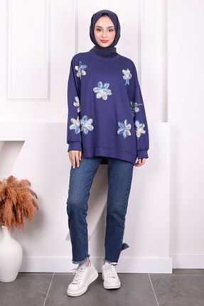 سوئیشرت حجاب سرمه ای زنانه مخلوط پلی استر İmajButik - کد 904071464