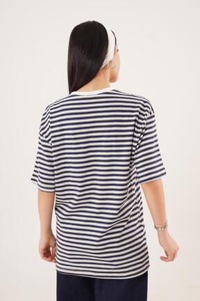 تیشرت سرمه ای زنانه بیسیک Hipo Trend - کد 904080519