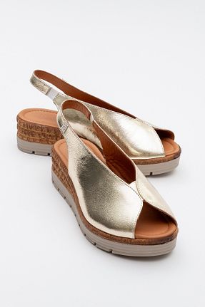 صندل طلائی زنانه پاشنه پر luvishoes - کد 904079977