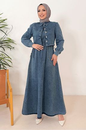 ست بالاتنه و پائین تنه حجاب آبی زنانه رگولار Bestenur - کد 904073217