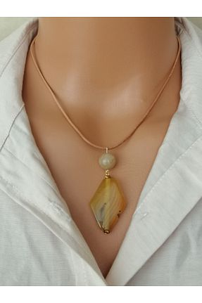 گردنبند جواهر سبز زنانه چرم LemaStone - کد 904068469