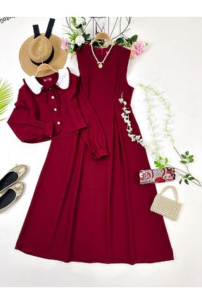 لباس حجاب زرشکی زنانه رگولار YEDİLALE - کد 904065355