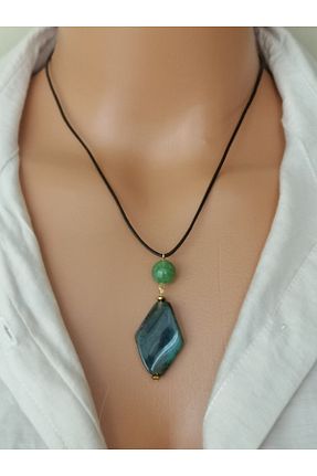 گردنبند جواهر قهوه ای زنانه چرم LemaStone - کد 904068256