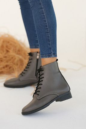 بوت / نیم بوت طوسی زنانه چرم مصنوعی Pembe Potin - کد 32433231