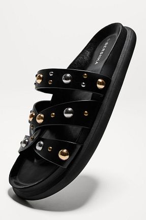 صندل مشکی زنانه پاشنه تخت Bershka - کد 904117449