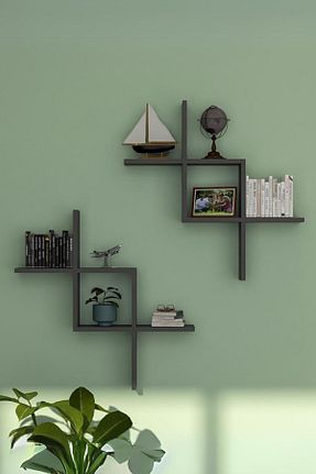 قفسه دیواری طوسی 67 سانتی متر İda Wooden - کد 808359815
