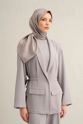 روسری طوسی کرپ ساتن ابریشم Armine - کد 904237103