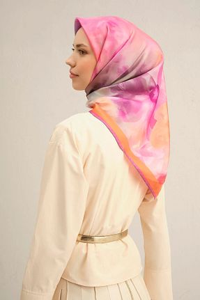 روسری نارنجی کرپ ساتن ابریشم Armine - کد 904238570