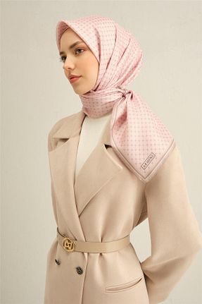 روسری صورتی کرپ ساتن ابریشم Armine - کد 904237066
