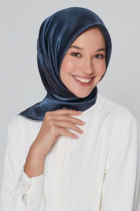 روسری آبی کرپ ساتن ابریشم Armine - کد 208514408