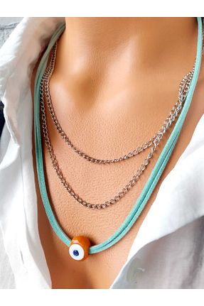گردنبند جواهر سبز زنانه چرم ZeynDesign - کد 682307899