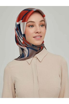 روسری قهوه ای کرپ ساتن ابریشم Armine - کد 143096495