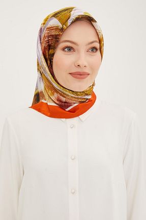 روسری طوسی کرپ ساتن ابریشم Armine - کد 648961691