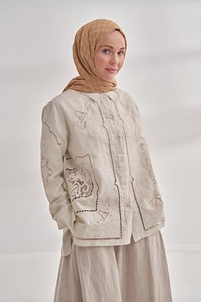 شال زرد زنانه پنبه ای ARMANDA - کد 904374040