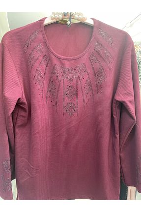 بلوز زرشکی زنانه آستین بلند Yaren Moda - کد 904345662